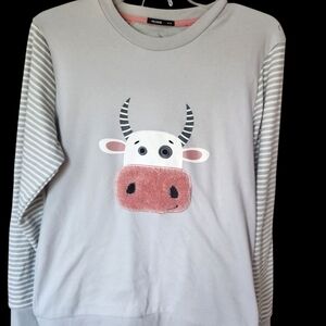 Promise Brand Woman' Gray and White Striped Cow Lounge Suit. 40/M